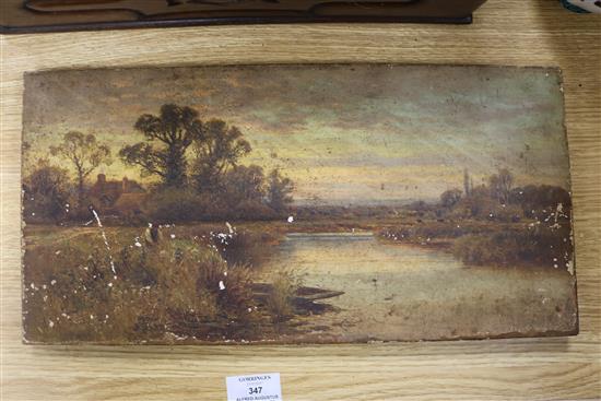 Alfred Augustus Glendening (1840-1910), oil on canvas, initialled AAG and dated 89, 20 x 45cm